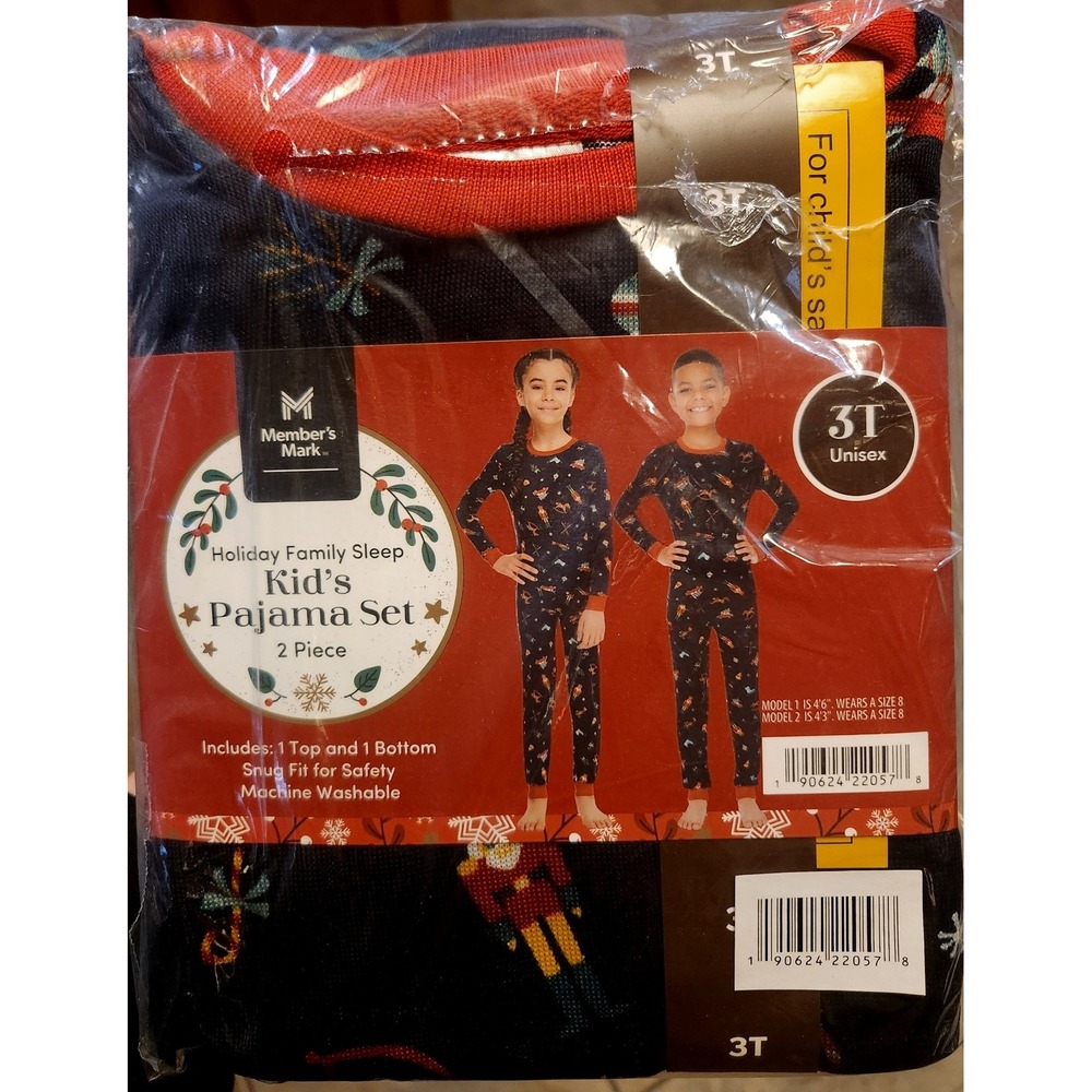 Member's Mark Kids 3T Pajama Set Holiday‎ Nutcracker Navy Blue 2 Piece NIP